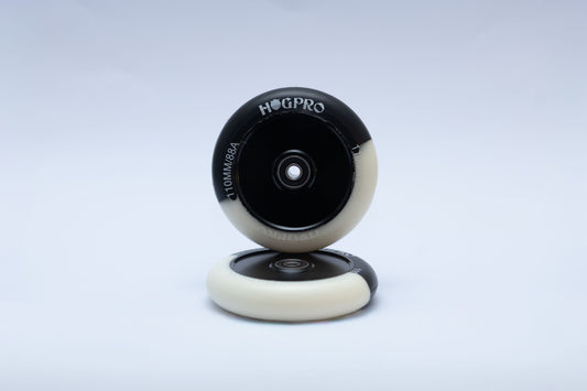 HogPro wheels - 110mm - 50/50 WHEEL - Black and White on Black Solid
